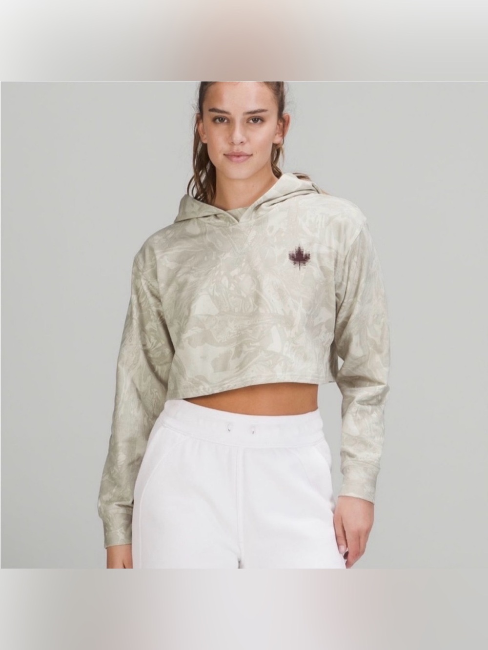 RARE Lululemon Team Canada All Yours Cropped Hoodie Maple Metamorphosis Light